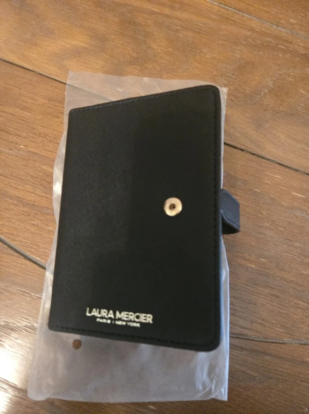laura mercier Black Leather Card & Key Holder